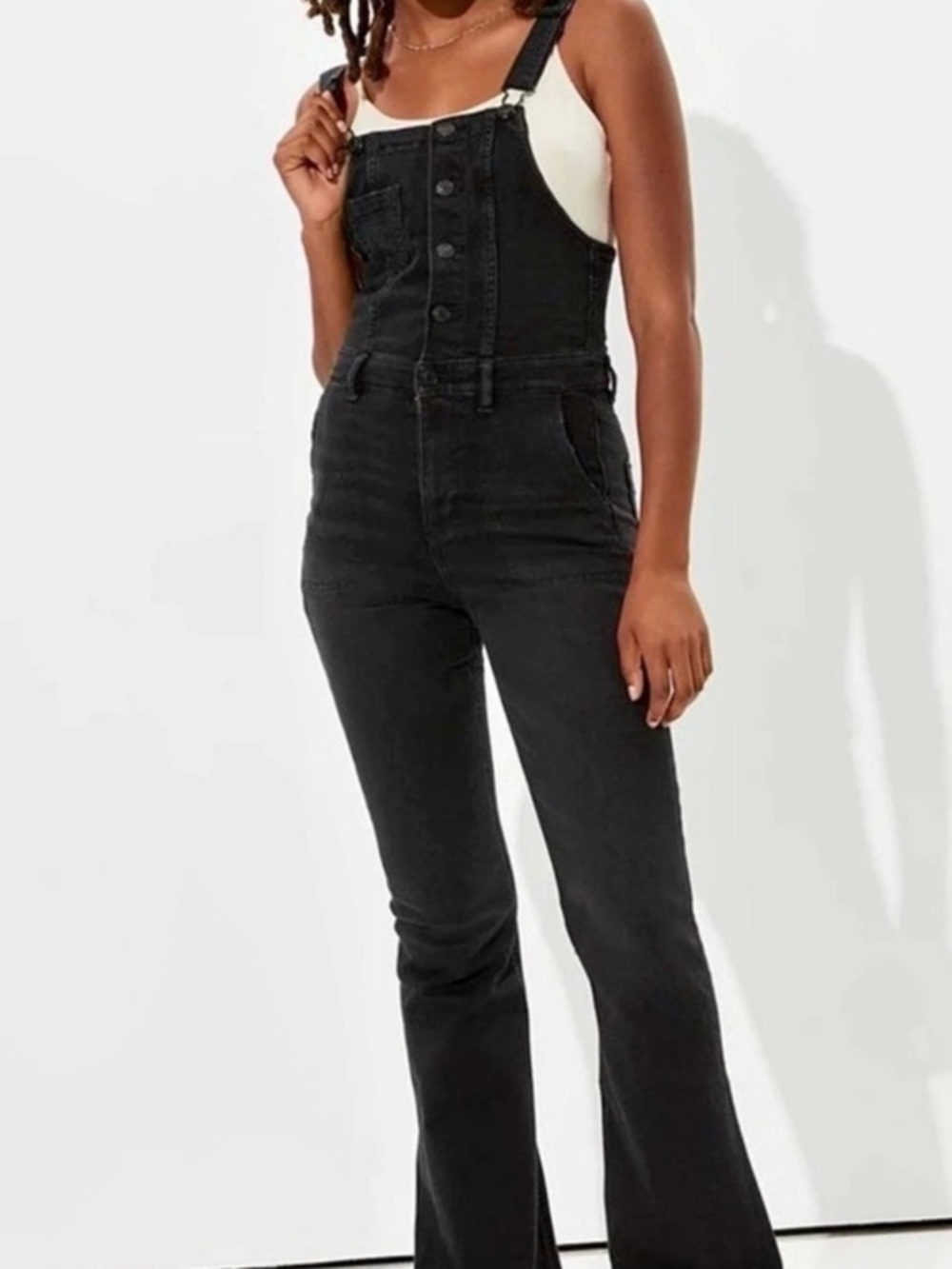 American Eagle Flare Denim Overalls